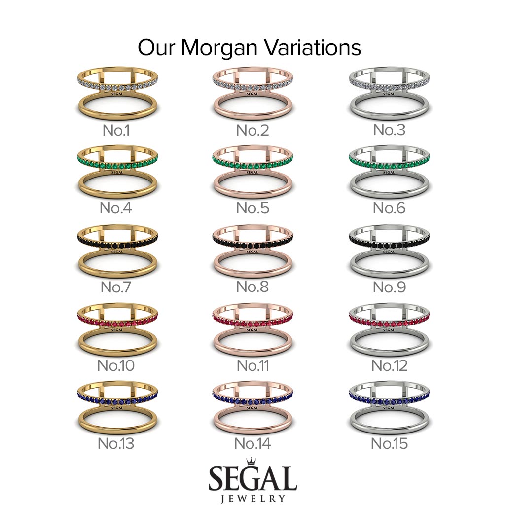 Custom Thin Double Black Diamond Band Ring - Morgan No. 700